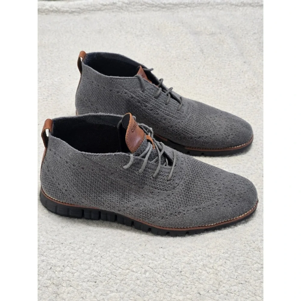 Cole Haan Zerogrand Stitchlite Chukka Boots Grey Knit Wingtip Mens 11.5 M C29426